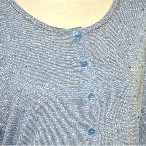 Emma James M Blue & Metallic Silver Sequin 2 Piece Silk Blend Jacket & Tank Top - Picture 8 of 12